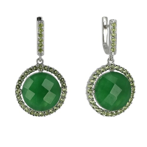 Серьги L-Silver с камнем жадеитом Серьги L-Silver с камнем жадеитом