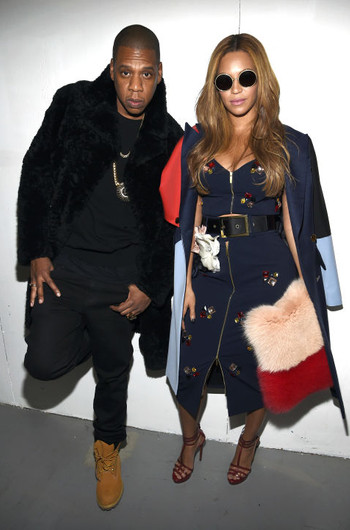 Джей Зи и Бейонсе на показе Kanye West x Adidas Originals