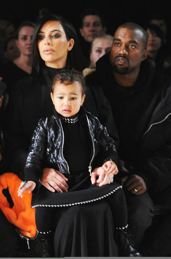 Ким Кардашьян и Канье Уэст с дочкой на показе Kanye West x Adidas Originals
