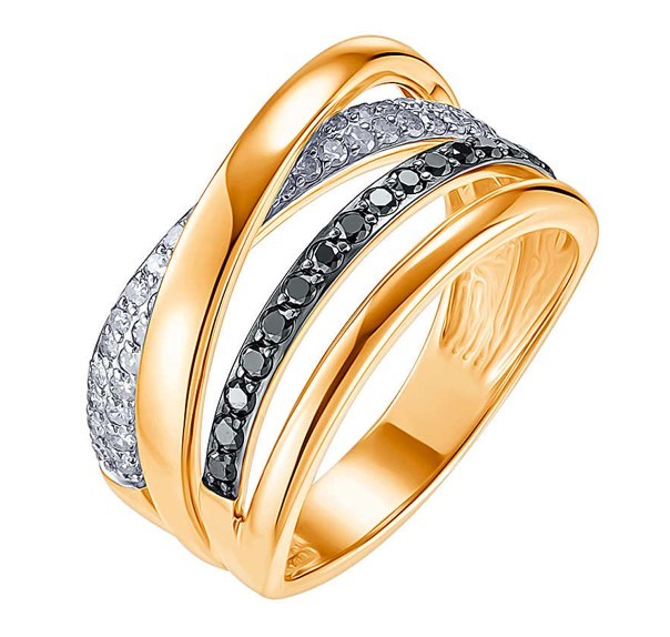 Классическое кольцо из красного золота 585 пробы с бриллиантами