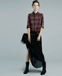 Плисированная юбка + клетчатая рубашка (Zara)